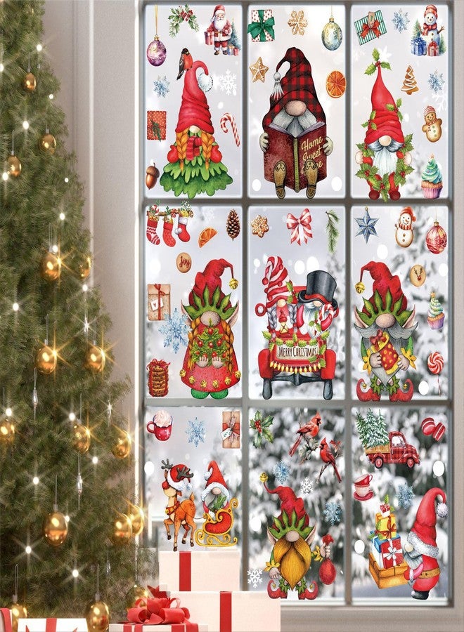 BLESOUYI Christmas Window Clings Decals Xmas Stickers Christmas Party Decorations Gnomes Window Clings for Home School Office Party Supplies - Image 1